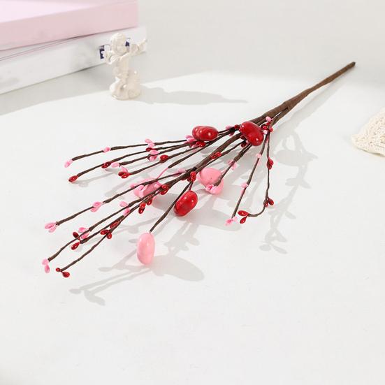 Künstlicher Tulpenblütenstiel Herzförmige Beerenpicks für Valentinstag Jahrestag Blumensträuße Hochzeit Heimdeko