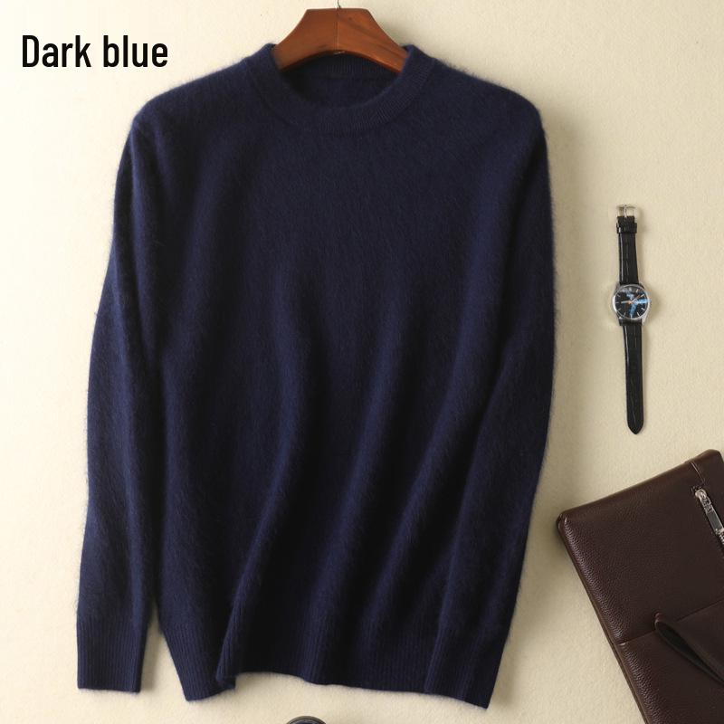 

Men s Cashmere Mink Velvet Thick Knit Sweater - Autumn/Winter Round Neck, Loose Fit, Plus Size Base Layer Large
