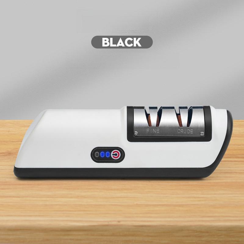 Compact Automatic Electric Knife Sharpener Machine - Dual Stage Coarse and Precision Grinding for Household Kitchen Tools