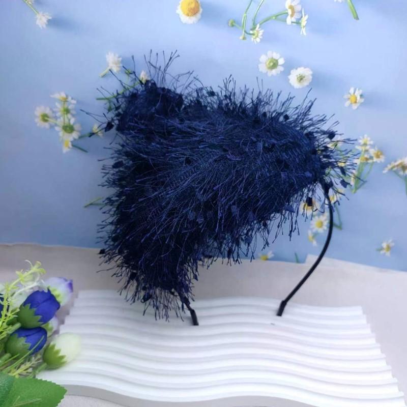 Französischer Stil Retro Stirnband Diadema Haarband Schwarzes Haarband Breiter Rand Pelziges Stil Abdeckung Graue Haare Accessoires für Damen