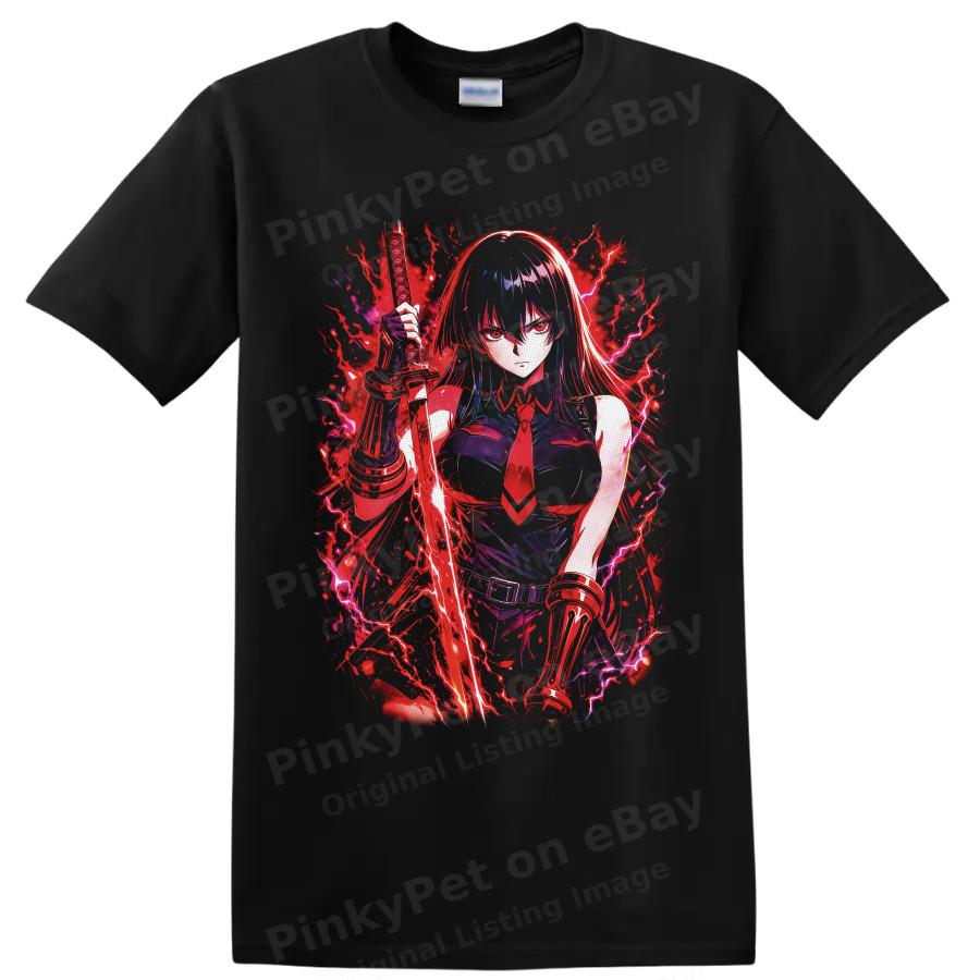 Akame ga Kill Anime Warrior T Shirt Katana Lightning Graphic Art Tee
