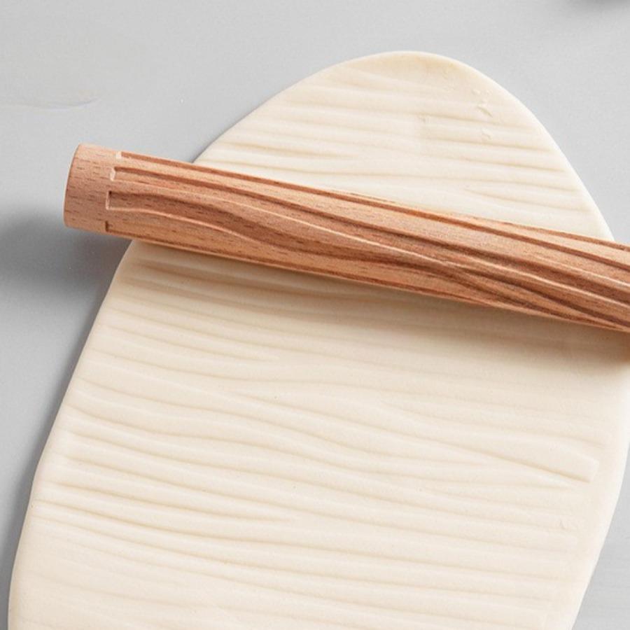 1PC Solid Wood Clay Clay Tools - Wooden Rolling Pin, Clay Press Stick, Printing Stick, Large Area Embossing Mold