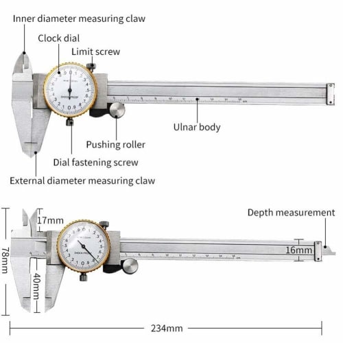 Dial Caliper 0-150mm 0.02mm High Precision Industrial Stainless Steel Vernier Caliper Impact Resistant Weighing and Measuring Tool