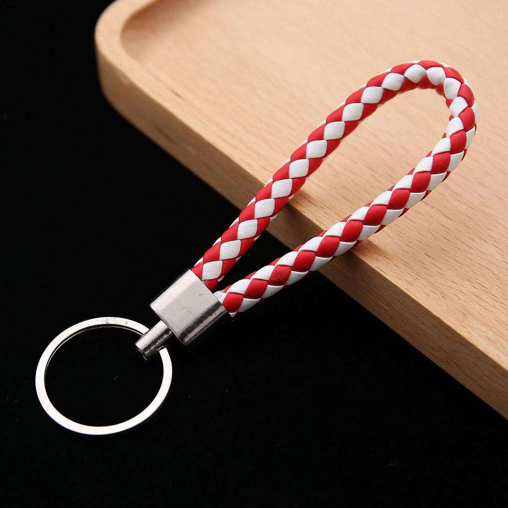 Handmade Braided Leather Keychain: Thick Cord for Practical Waist or Bag Hanging, Perfect for Couples.
