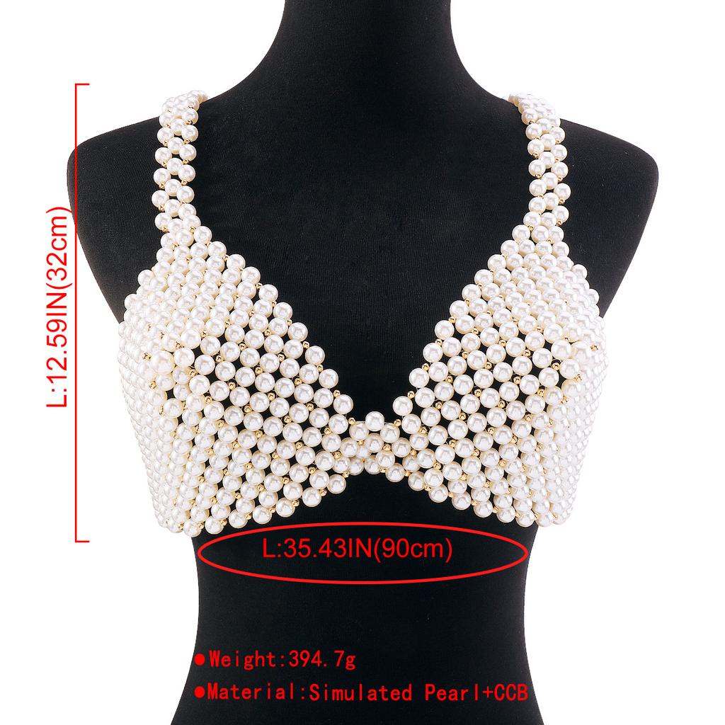 Fashionable Sling Pearl Jewelry Exaggerated Heavy Work Personality Handmade Sexy Chest Ornament Body Chain