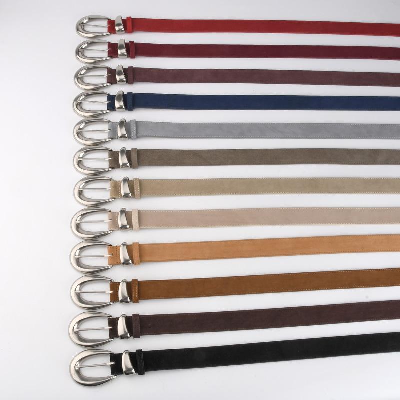 Retro High-end Belt for Women's Genuine Leather Matte Reverse Velvet Versatile Jeans Trendy Decorative Belt for Women