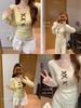 Korean Lace Patchwork Knitted Slim-fit Sweater for Women - 2025 Autumn/Winter Trendy Top
