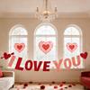 Yousheng Walentynki "MIŁOŚĆ" Wisząca ozdoba z brokatowym sercem na przyjęcie weselne Dekoracja świąteczna Atmosfera Romantyczny prezent dla par