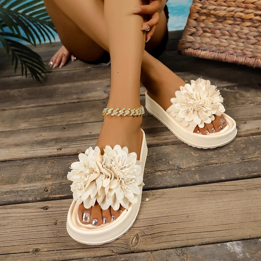 Women Slippers Summer 2025 Summer Wedge Sandals Trend Anti-slip Comfortable Slippers Slides Women Flowers Designer Shoes