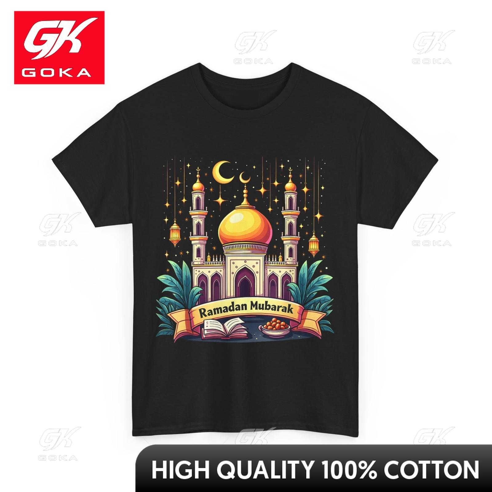 

Happy Ramadan Shirt Ramadan Mubarak Ramadan Month 2025 Creative Short Sleeves Cotton Fabric Graphic Top Streetwear Style S