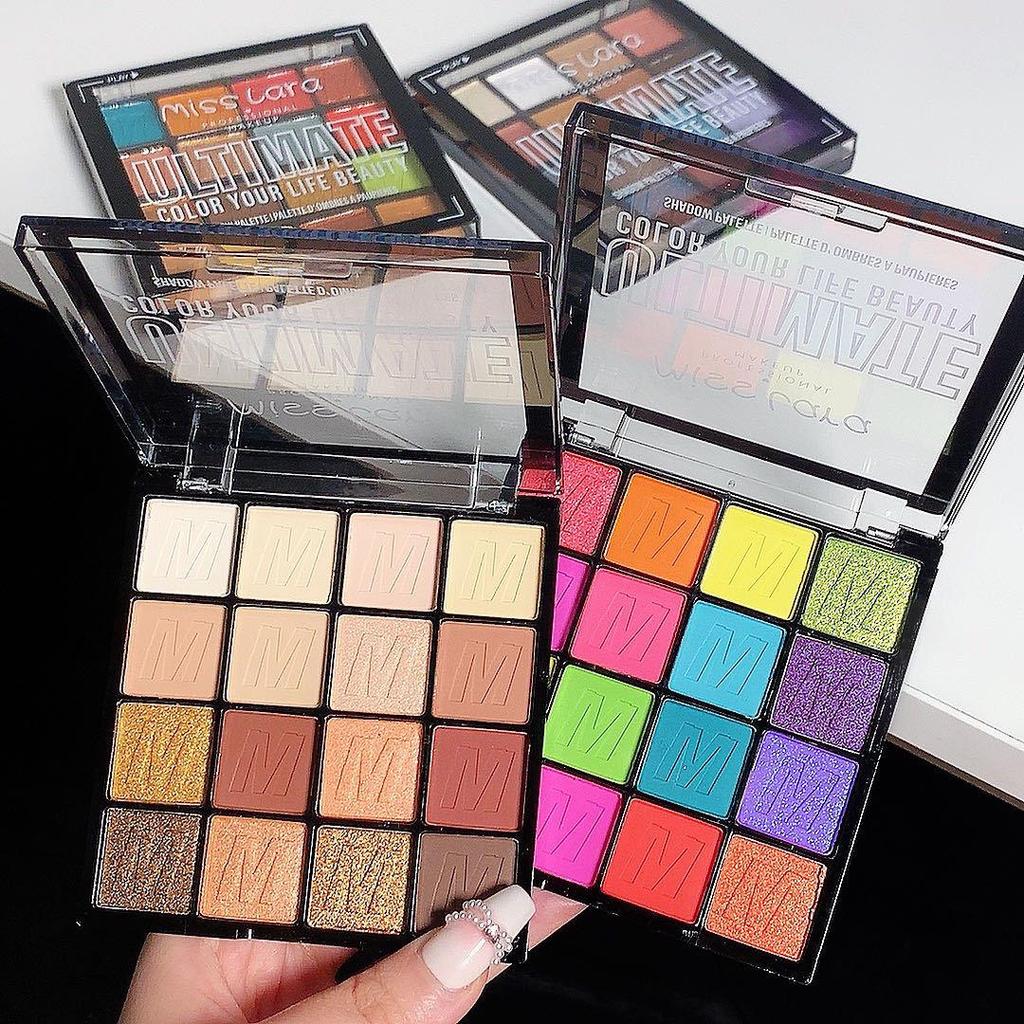 Miss Lara 16-Color Eyeshadow Palette: Shimmer & Matte Earth Tones for Daily & Stage Makeup