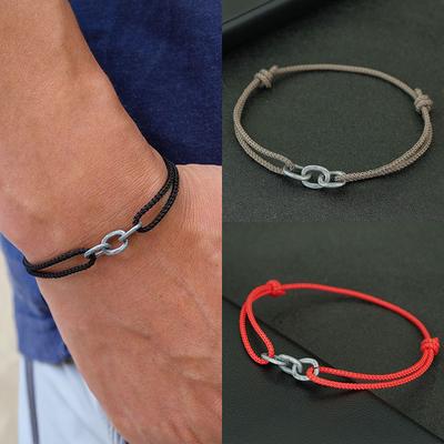 Minimalistický provázkový náramek pro muže Retro vikingský náramek Vysoce kvalitní tenký provázek Řetízek Náramek s přívěskem Pánské náramky Hiphop Joias