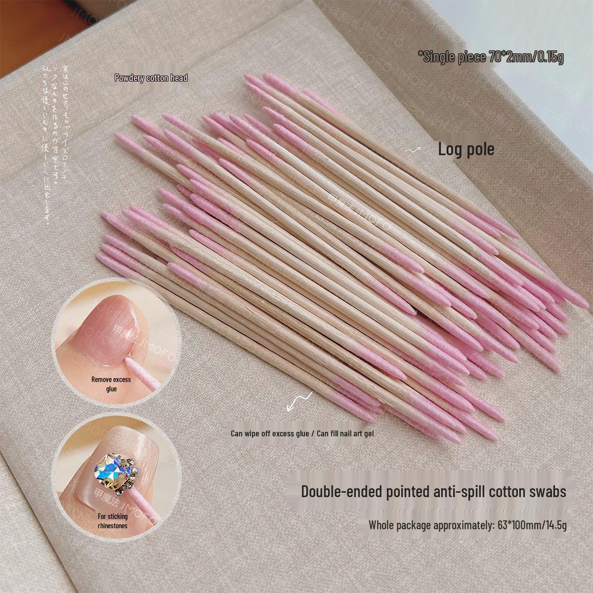 100 Double-Ended Pointed Cotton Swabs for Nail Art, Gel Removal, Crevice Cleaning & Eyelash Makeup