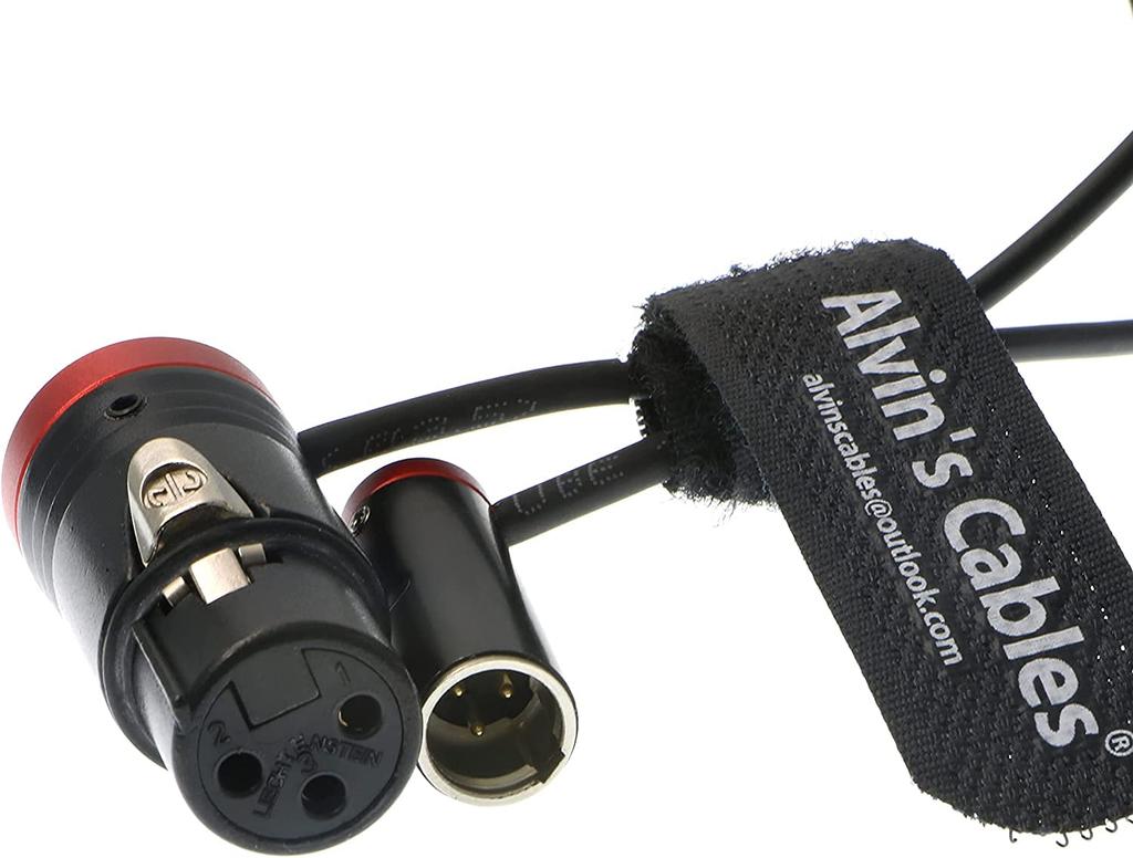 Low-Profile 3-Pin Mini-XLR Male to Full-Size XLR Female Audio Cable for BMPCC 4K 6K Camera Video Assist, Original Connector, Color: Alvin's Cables,