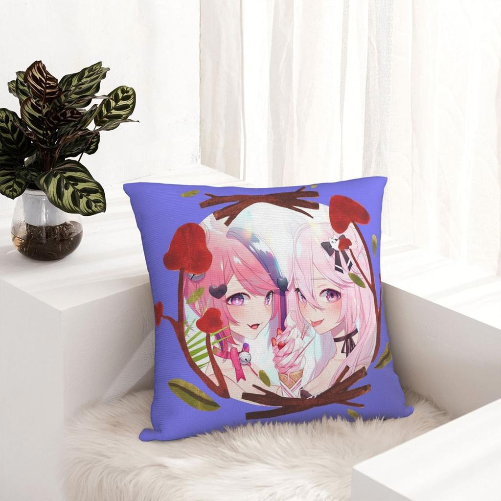 Vshojo Ironmouse Anime Cute Vtuber Square Pillowcase Cushion Cover Pillow Case Throw Pillow Cover for Home Sofa Living Room