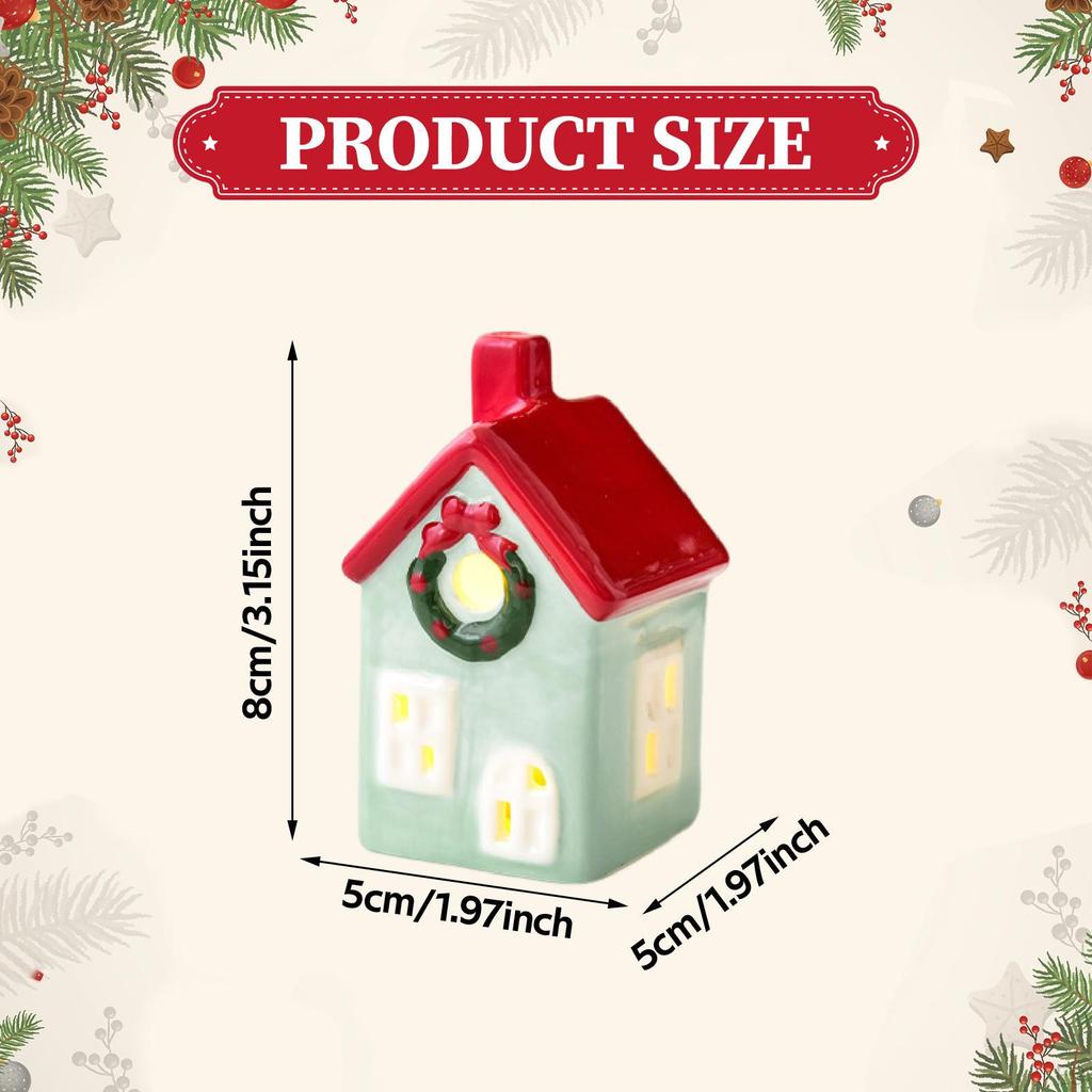 Mini Ceramic Light Up House Decoration Accessories Birthday Gift Xmas Ornament for Indoor Cabinet
