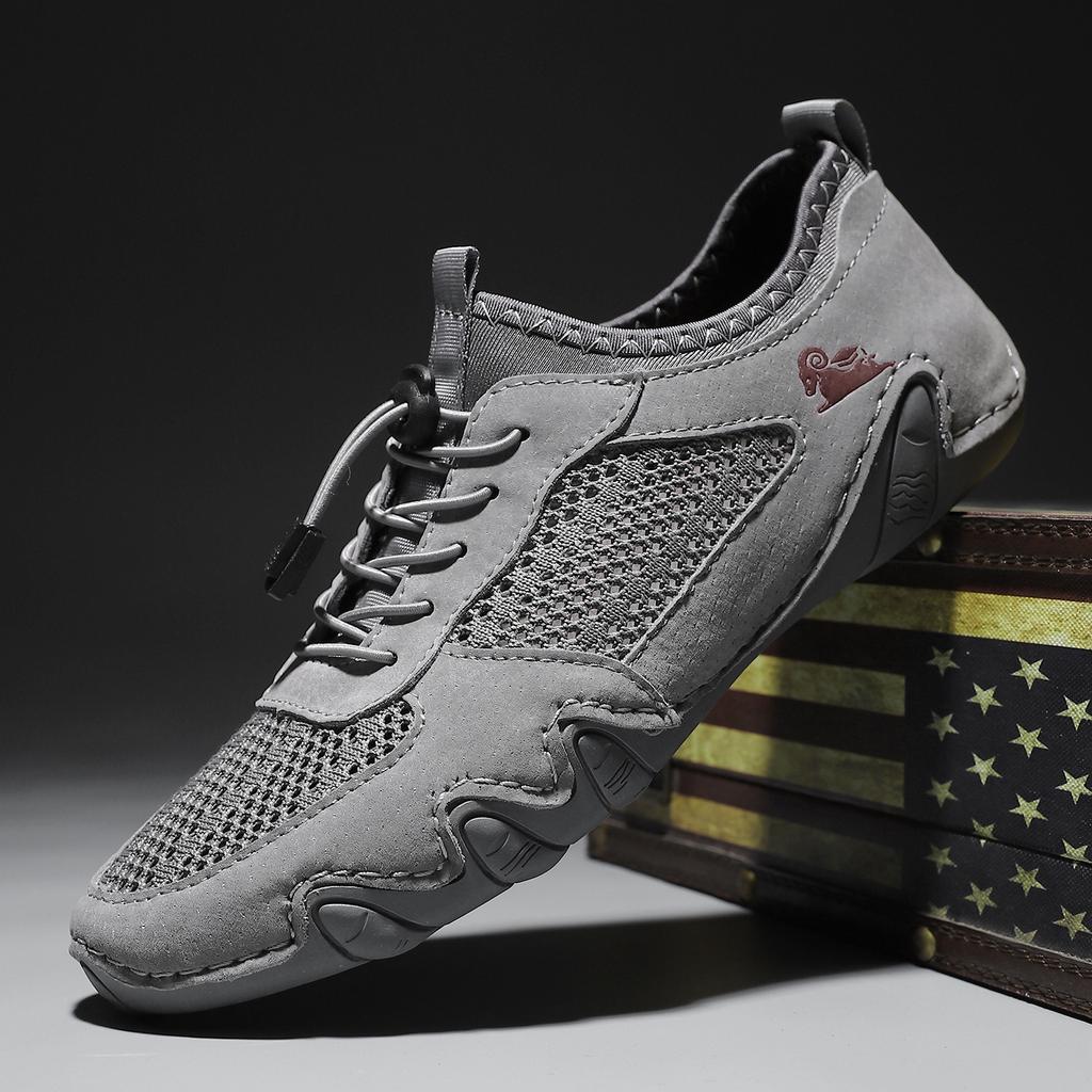 Nadměrné velikosti Pletené boty pro muže Prodyšné a pohodlné řidičské boty pro muže Ležérní kožené boty pro muže