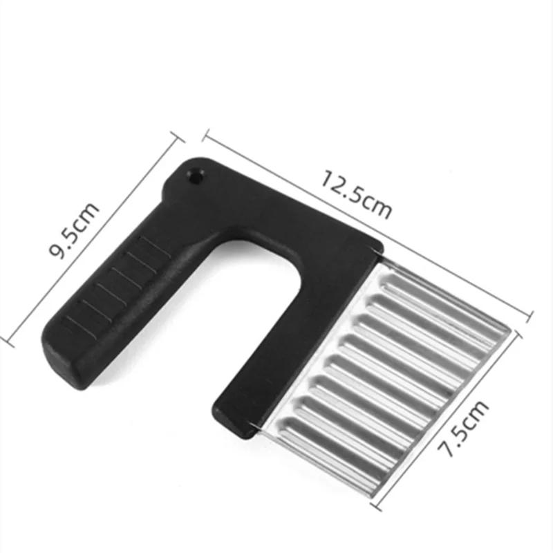 Stainless Steel Potato Chip Slicer Dough Vegetable Fruit Crinkle Wavy Slicer Knife Potato Cutter Chopper French Fry Maker Fries