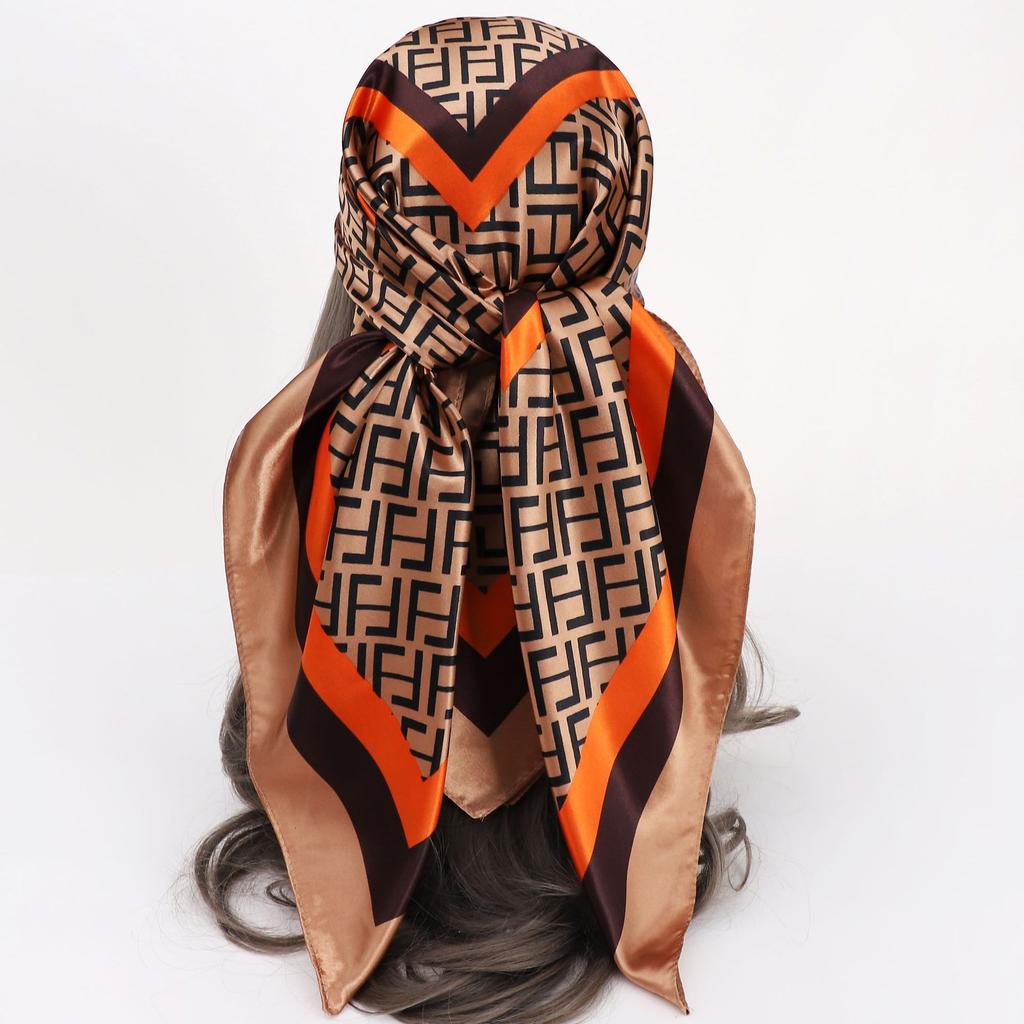 90Cm satin large square scarf headscarf new street retro simple bandanas