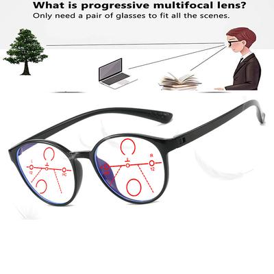 Round Frame Ultra-light Fashion Oversized Comfortable Progressive Multifocal Reading Glasses +0.75 To +4