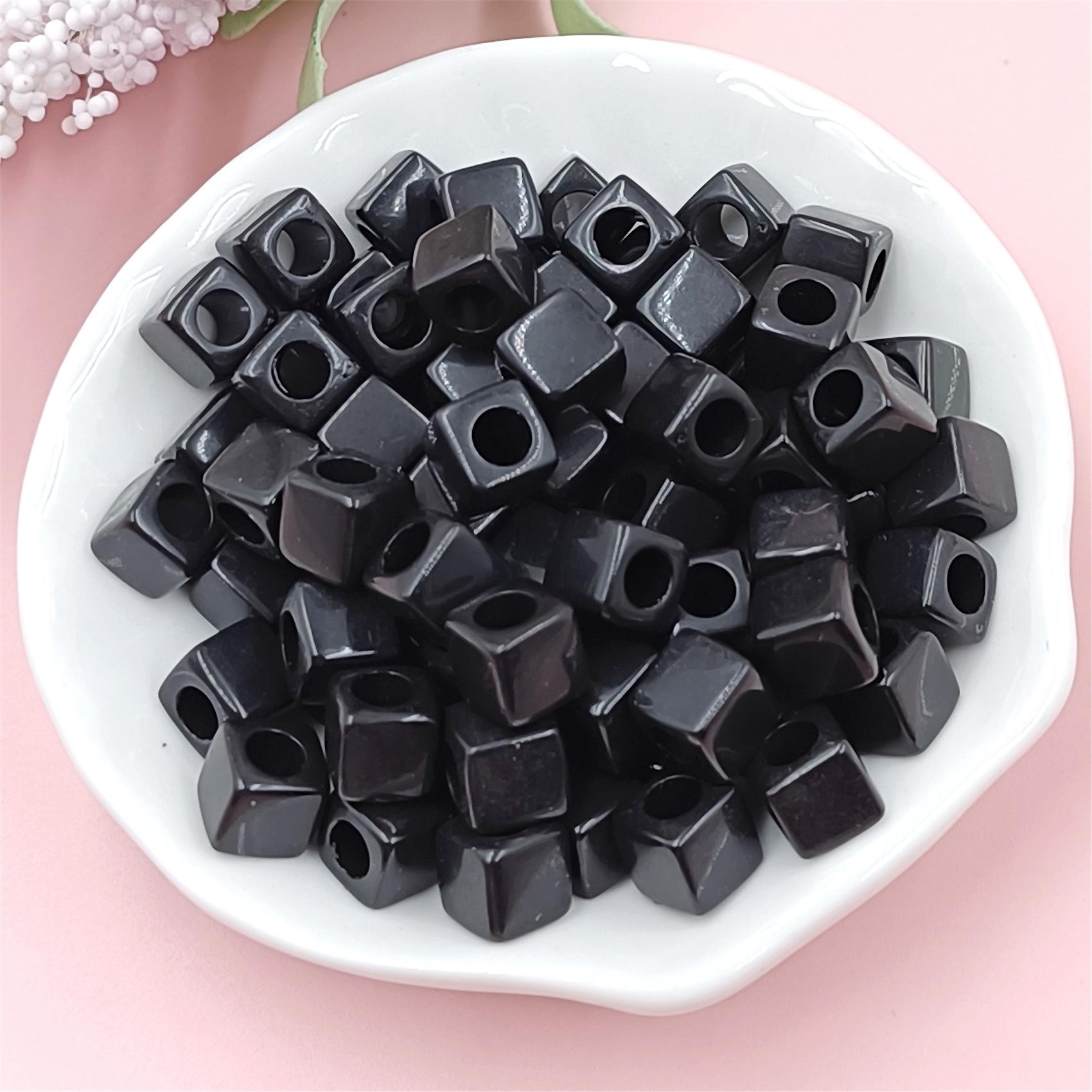 

40 шт. 7 мм квадратные свободные бусины для изготовления ювелирных изделий «сделай сам», подвески, ожерелье, браслет, кулон ярких цветов чёрный