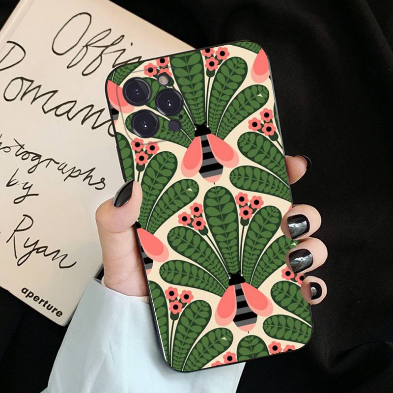 Multi Stem Orla Kiely Folio Phone Case For iPhone 6 7 8 Plus 11 12 13 14 Pro SE 2020 MAX Mini X XS XR Back Funda Cover