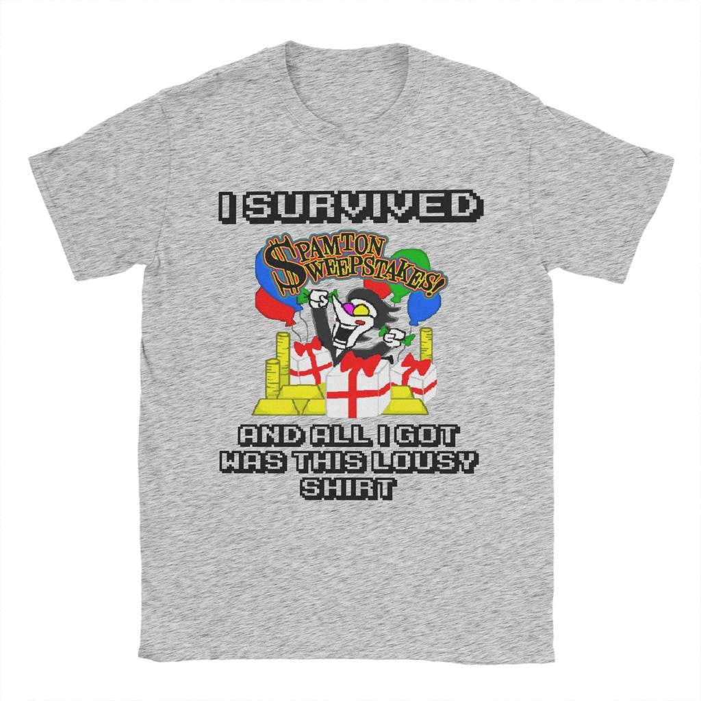 Vintage SPAMTON SWEEPSTAKES Deltarune Game T-Shirt Men Crew Neck Cotton T Shirts  Short Sleeve Tees Original Tops