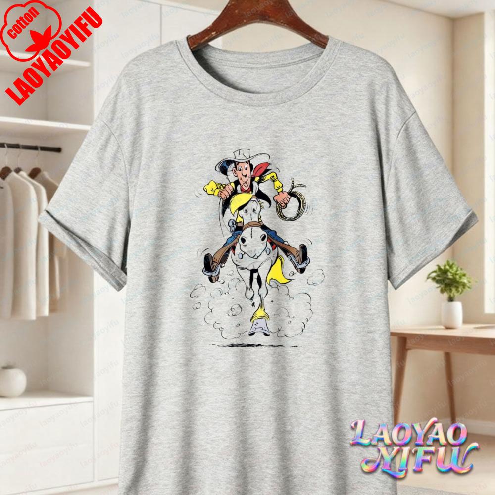 Averell Lucky Luke Character Graphic TShirt Nostalgic Cartoon Unisex Cotton Tee Vintage Classic Trend Streetwear Unisexs Clothing