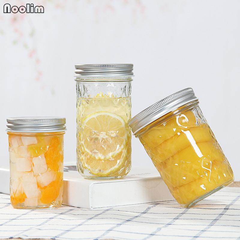 Glass Mason Jar with Aluminum Lid – Transparent Storage Bottle for Cold Drinks, Infused Water & Food | Multi-Purpose Container