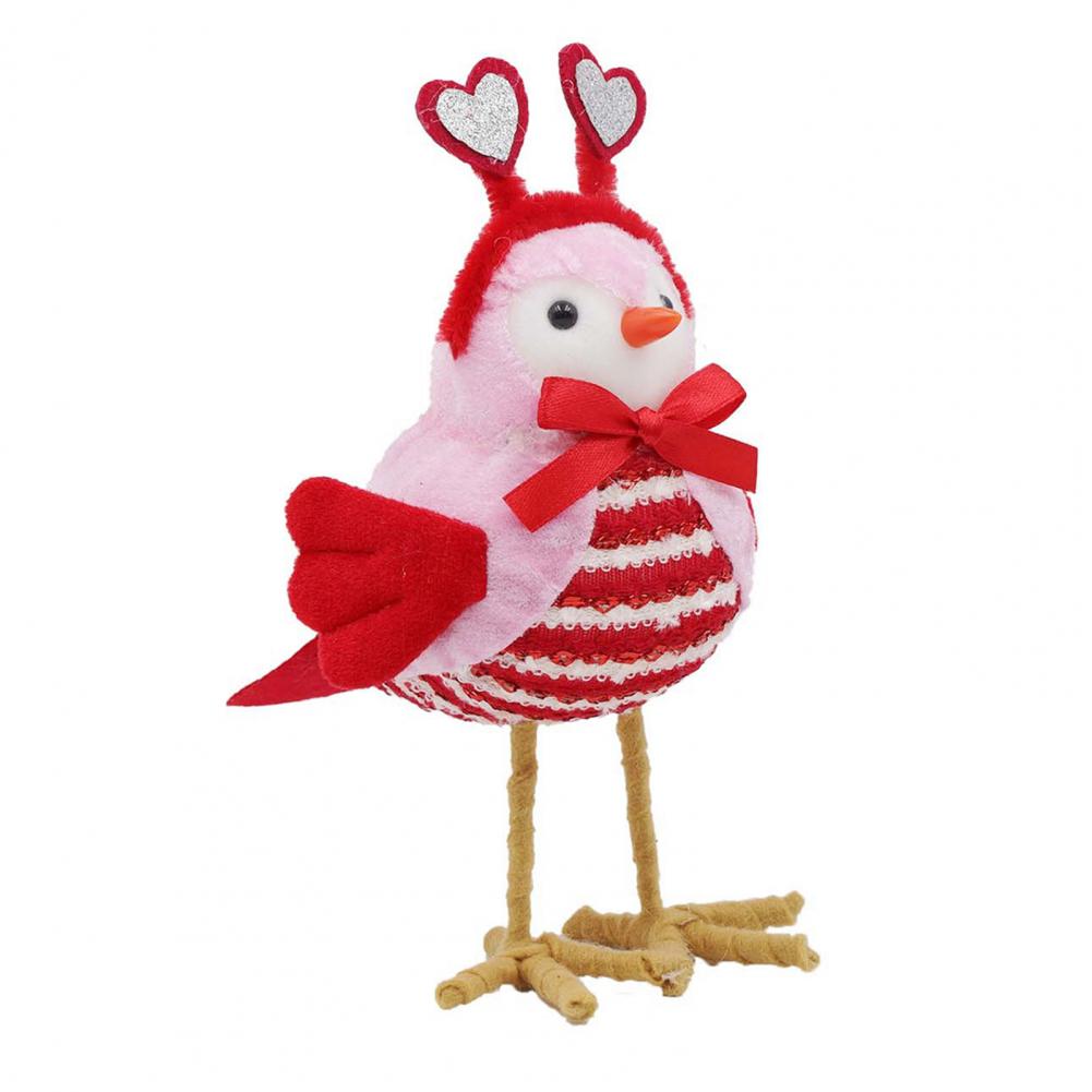 Bird Figurine Valentine's Day Bird Figurines Romantic Standing Plush Love Birds Ornament Bookshelf Bird Accent Piece Bird Gift
