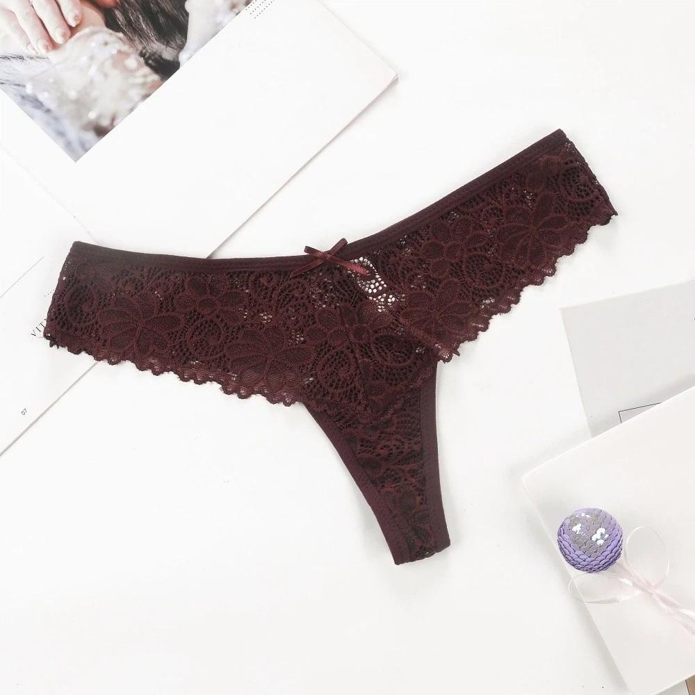 Thong Underwear for Women Low Waist Mesh Lace Briefs Thin Lace Panties Girl