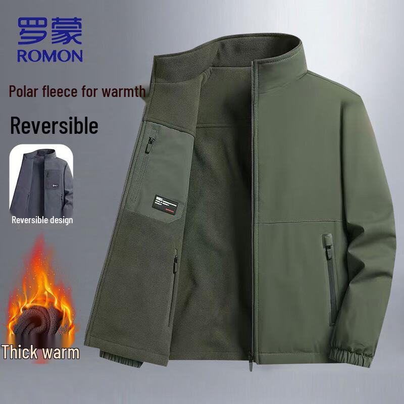 

ROMON Men s Reversible Thickened Fleece Jacket 5XL
