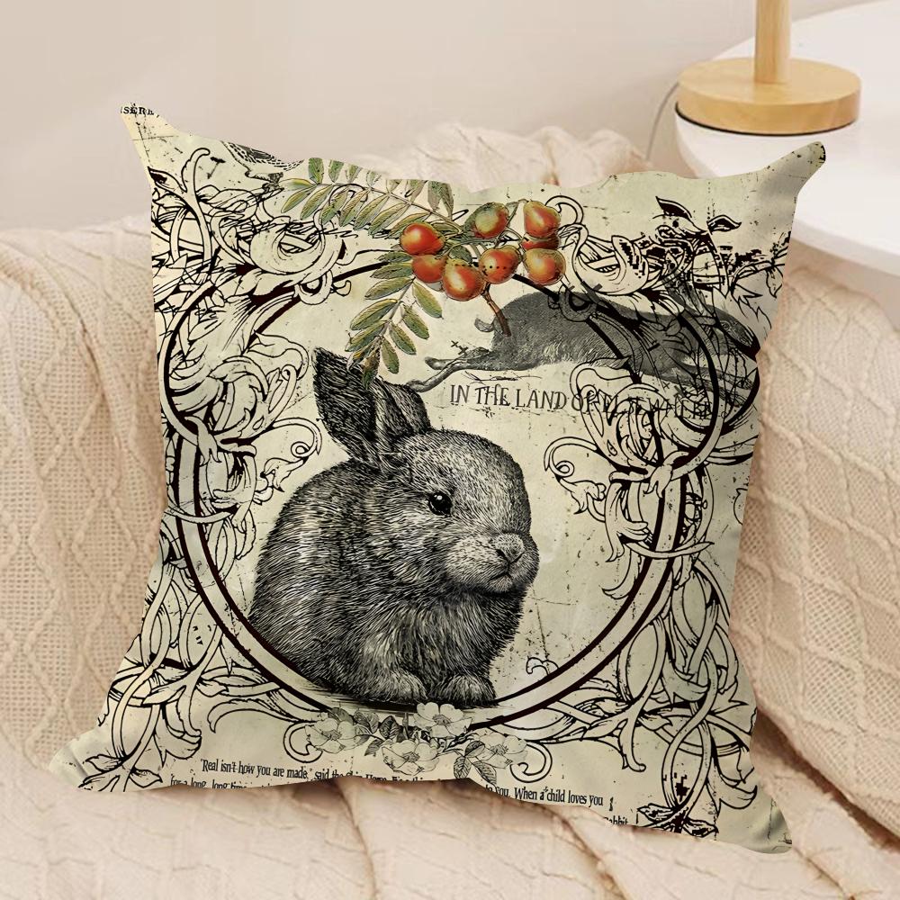 Retro Animal Christmas Cushion Cover Silky Short Plush Invisible Zipper Dustproof Sofa Pillow Case For Home Decor