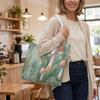 Cute Mushroom Pattern Tote Bag Casual Forest Style Shopping Handbag Daily Use Large Capacity Shoulder Bag