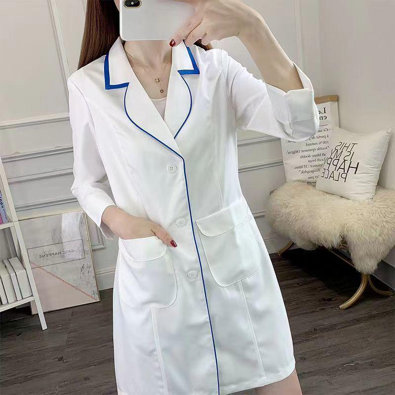 Damen Sommer-Kurzarm-Weißmantel für Schönheitsstudio-, Microblading- und Hautmanagement-Profis