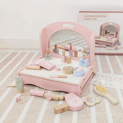 Children'S Wooden Simulation Playing House Little Girl Desktop Dresser Comb Cosmetics Combination Set Makeup Toys