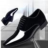 Men's Patent Leather Shiny Pointed Toe Formal Business Shoes - Large Size, All-Match, British Style