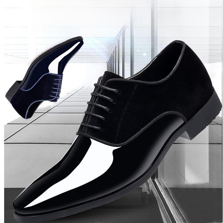 Men's Patent Leather Shiny Pointed Toe Formal Business Shoes - Large Size, All-Match, British Style