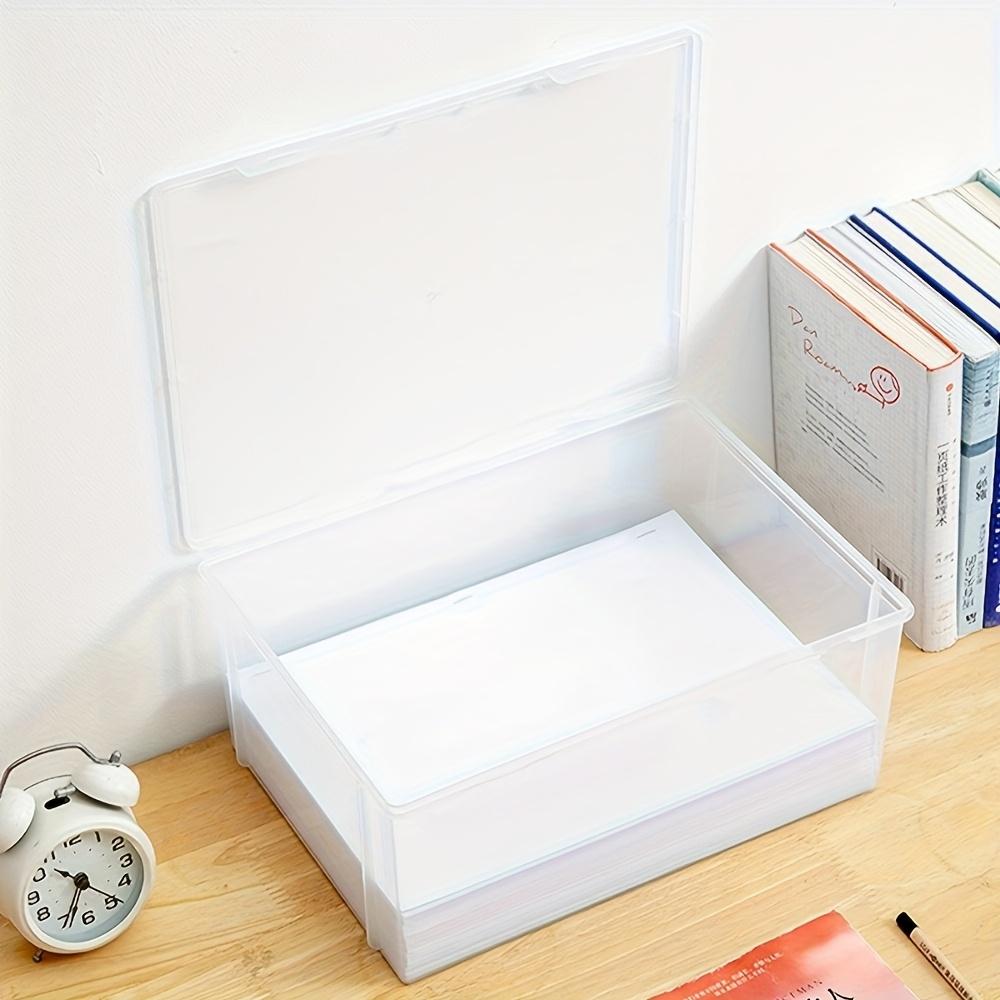 Large Capacity Clear Plastic Storage Box, A4 File Organizer with Lid, Multi-Tiered Document Holder for Home, School, and Office Supplies Accessories