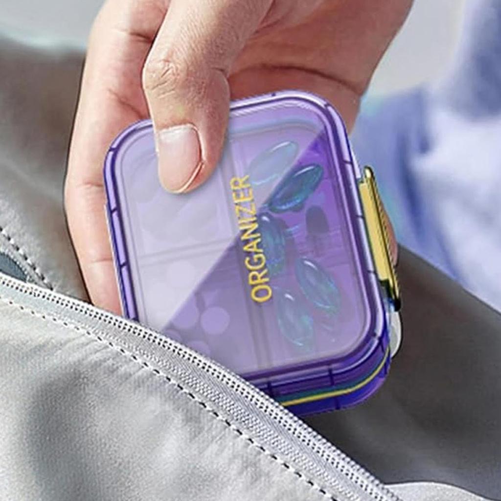 7 Compartments Portable Bilayer Pill Case Travel Moisture Proof Pill Box for Tablets Vitamins Medication Weekly Pill Organizer
