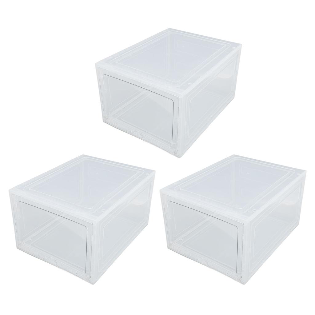 Shoe Storage Box Thick Side Opening Space Saving Transparent Stackable Shoe   Foldable Shoe Rack Container Holder for Shoes Clothes