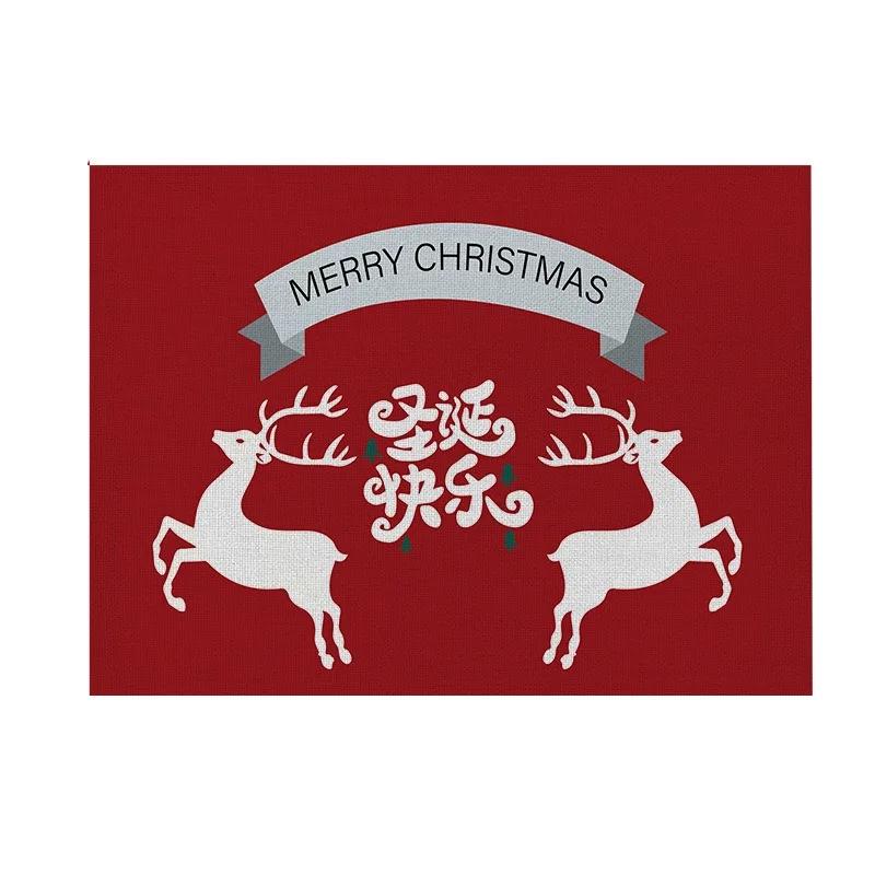 1PC Christmas Decorative Kitchen Placemat Tree Santa Snowman Coaster Dining Table Mats Linen Pad Bowl Cup Mat Xmas Home Decor