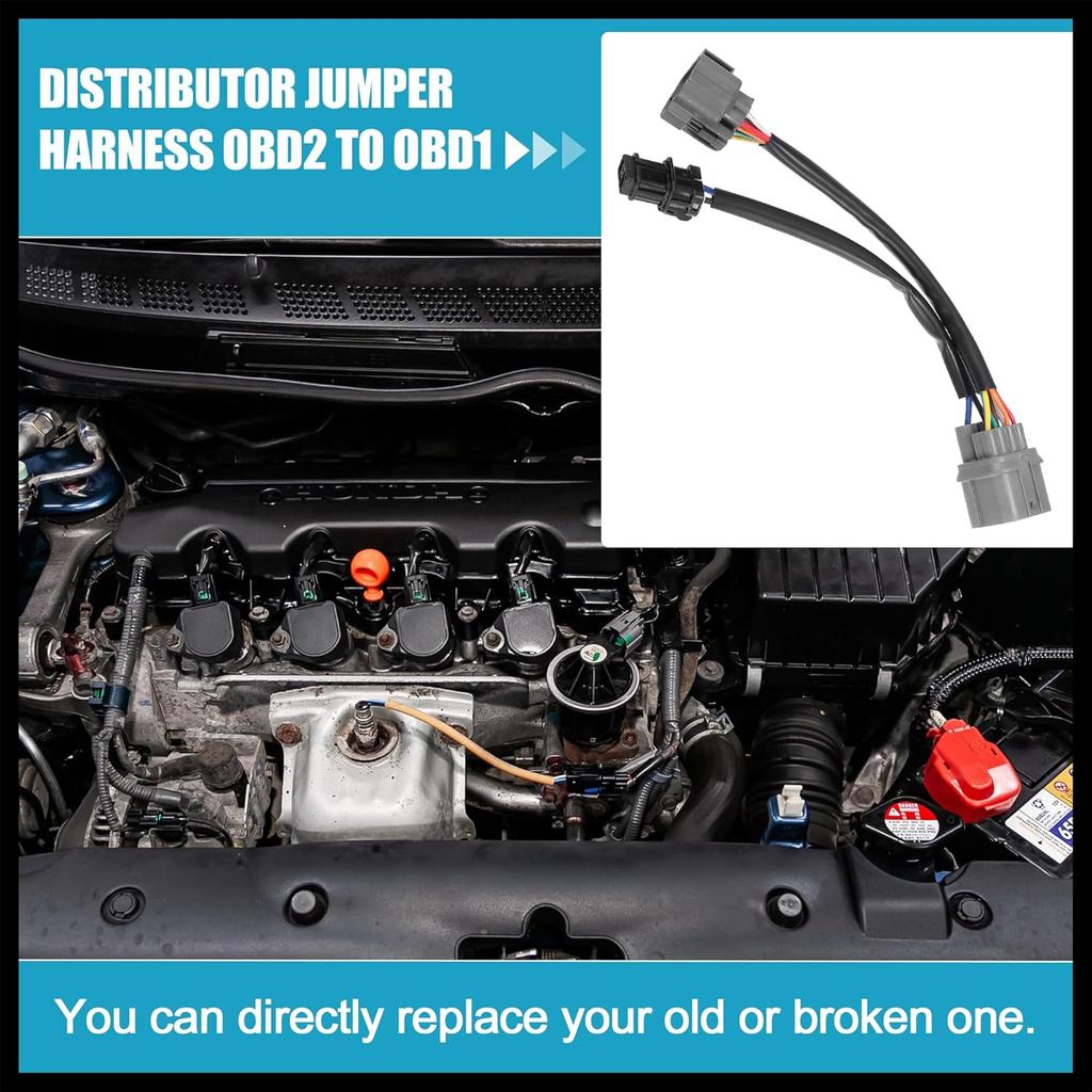 Distributor Jumper Harness OBD2 to OBD1 10 Pin for Honda Civic 1996-1998 for Honda Civic Si 99-00 for Acura Integra-