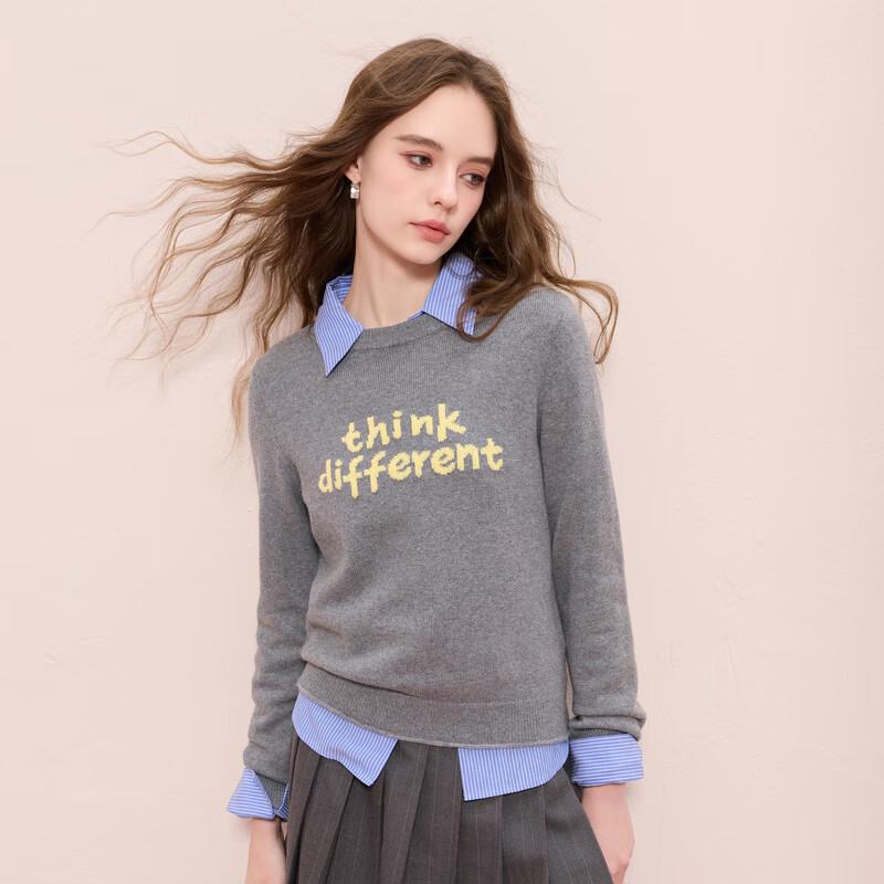 

Sancai 2025 Зимний свитер крупной вязки с цветными блоками и надписью XL