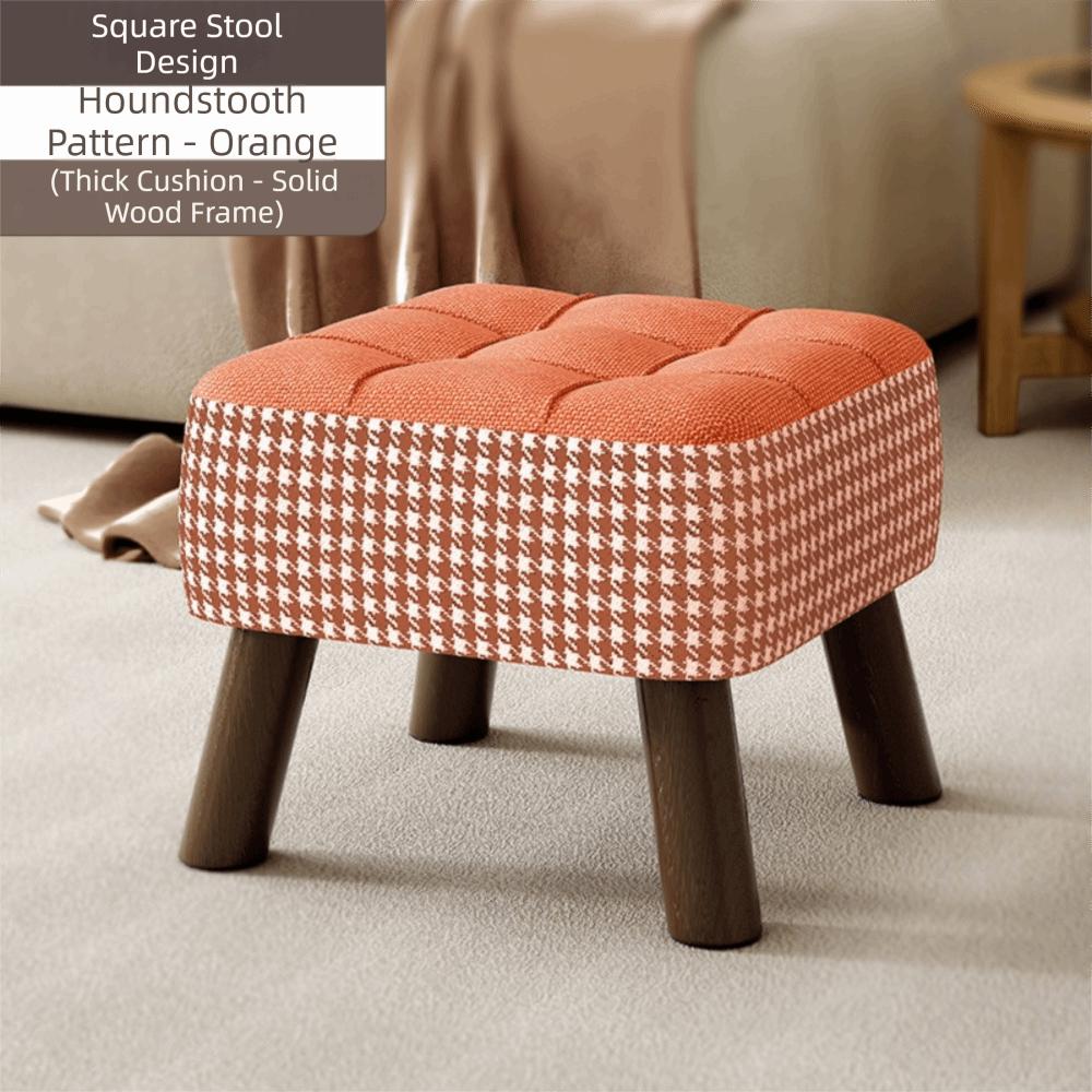 Sturdy Wooden Legs Low Stool Soft Upholstered Seat Cream Style Ottoman Ottoman  Daily Home Use