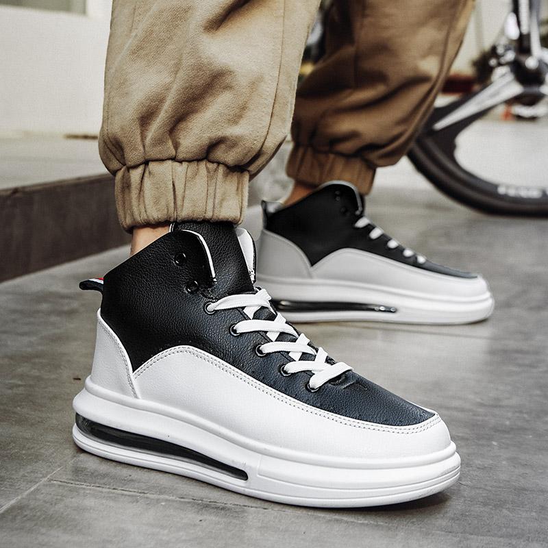 Fashion Luxury Men's Red High Top Sneakers Leather Casual Sneakers Men Flat Designer Shoes Breathable Hip Hop Sport Shoes Man