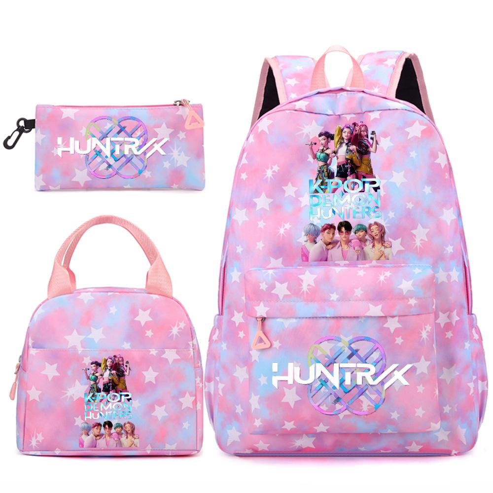 Set 3 piese/set Anime Desene animate Kpop Imprimate Rucsac Geantă de mână Etui pentru creioane pentru Adolescent Student Fată Băiat Ghiozdan Copil Ghiozdan Capacitate Mare Geantă de călătorie Cadou