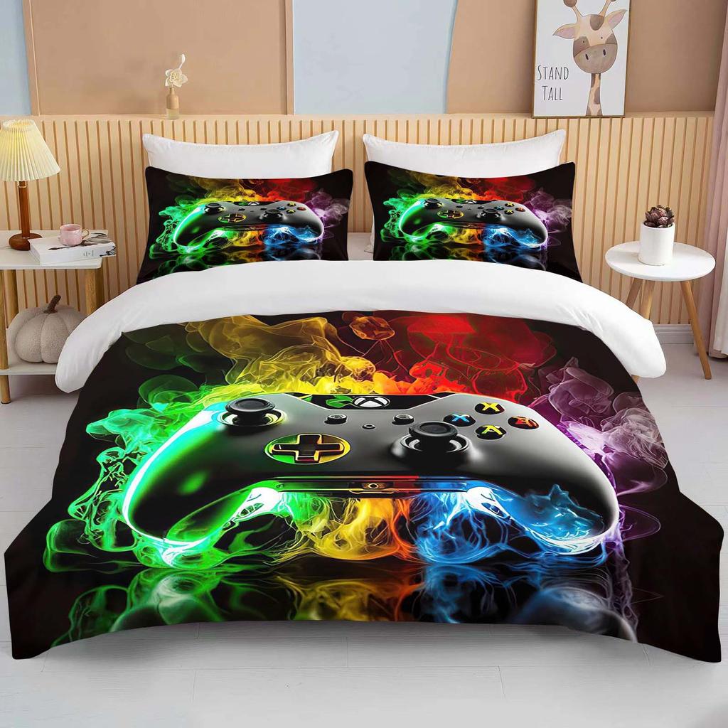 Colorful Game Controller Print Bedding Set 3PC 1 Duvet Cover 2 Pillowcases Adult and Children Bedding Set Luxury Holiday Gifts