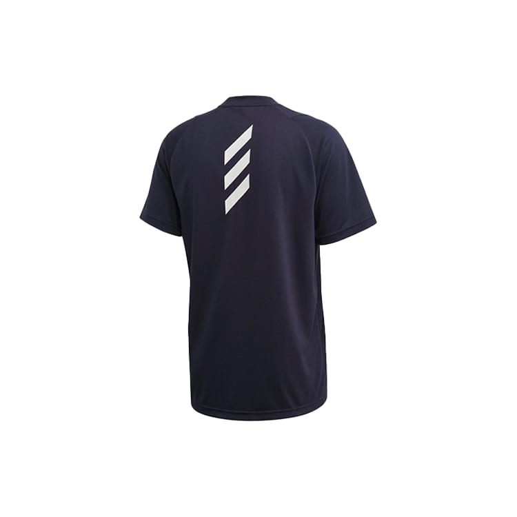 Adidas T Shirts Men's Ink Blue Crew Neck Moderate Straight Fit FL3624