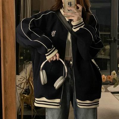 Spring and Autumn New Women's Collar Casual Loose Cardigan Academy Style Baseball Suit Jacket